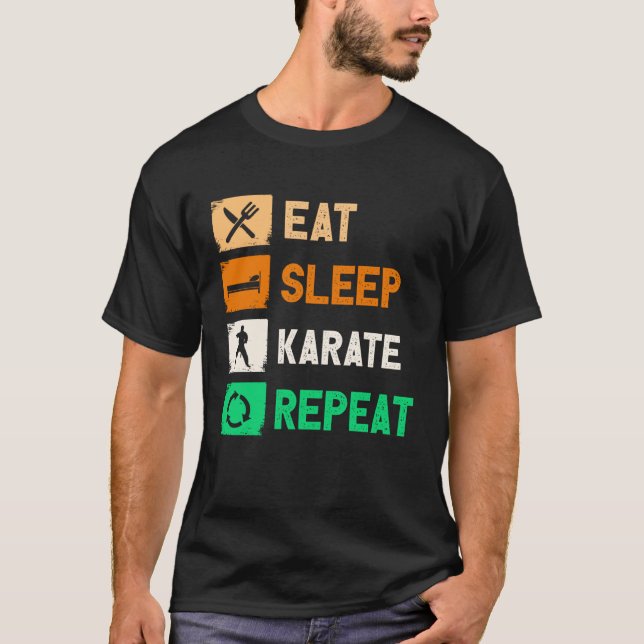 Camiseta Coma Karate Repete Homens Judo Kendo (Frente)