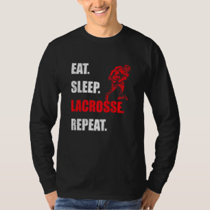 Camiseta Coma Lacrosse Repita Lacrosse Homens Mulheres Meni