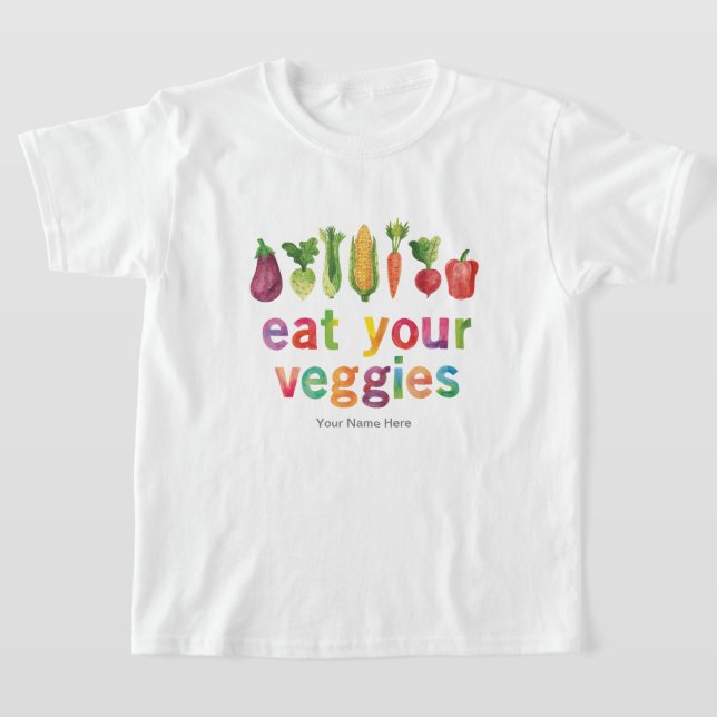 Camiseta Coma Legumes Cores de Arco-íris Crianças Saudáveis (Postura )