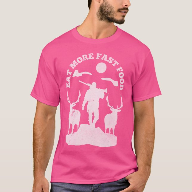 Camiseta Coma Mais Comida Rápida Presente Retro Caçador de  (Frente)