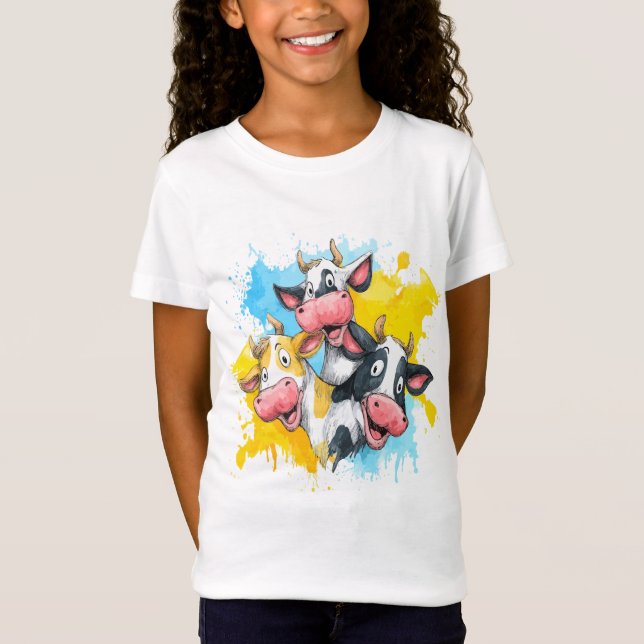 Camiseta Coma, Moo, Amor, Design de Vaca Engraçada (Frente)