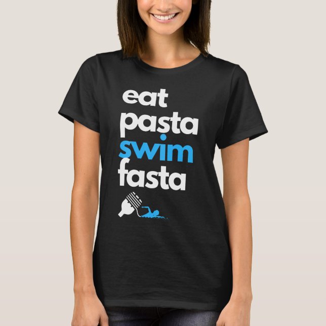 Camiseta Coma Natação de massas alimentícias funny Comida d (Frente)