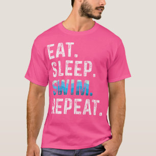 Camiseta Coma Natação do sono Repetir Nadador Engraçado Nad