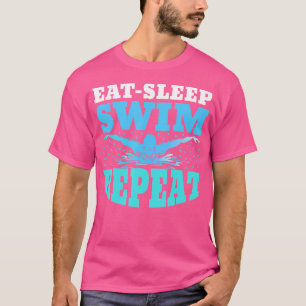 Camiseta Coma Natação do sono Repetir Nadando Nadador