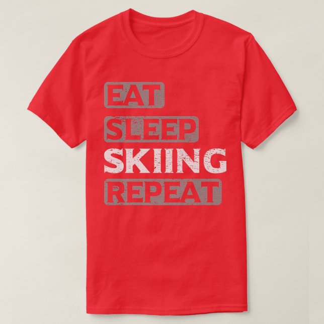 Camiseta Coma neve com esqui de dormir Repetir neve com Sno (Frente do Design)