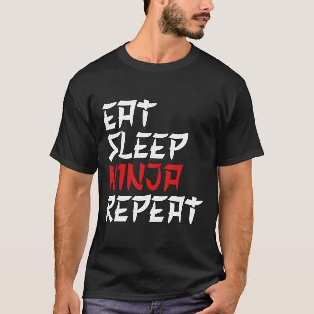 Camiseta Coma Ninja Dorme Repita Ninja Karatê Ninja  (Frente)