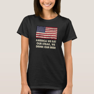 Camiseta Coma nosso bife Beba nossa cerveja American Foodie
