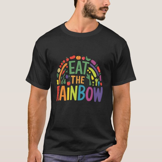 Camiseta Coma O Arco-Íris Alimentação Saudável Vegano Veget (Frente)