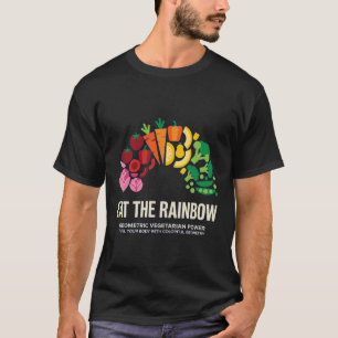 Camiseta Coma O Arco-Íris Geométrico Vegetariano Desenho de