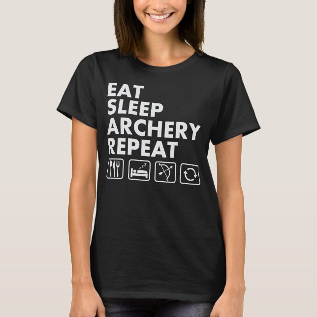 Camiseta Coma o Arqueiro do Sono Repetir Engraçado Archer (Frente)