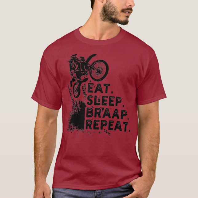 Camiseta Coma o Braap do Sono Repetir Dirt Bike Engraçado P (Frente)