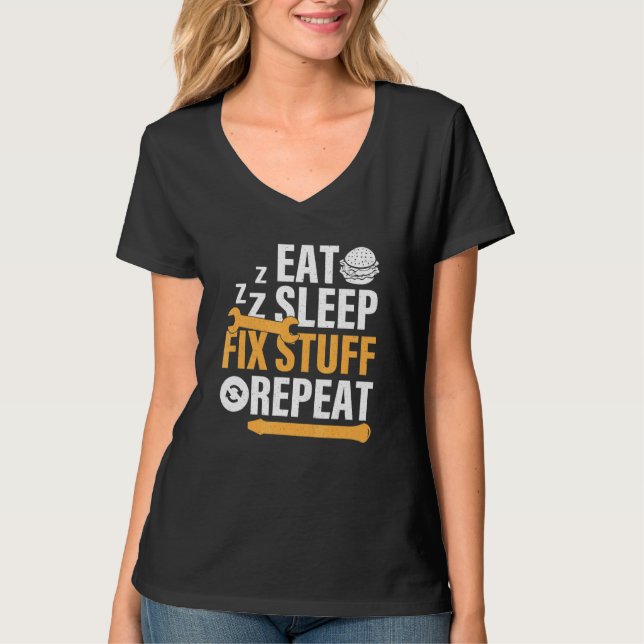 Camiseta Coma o Burger Sleep Fix Coisas Repetir (Frente)