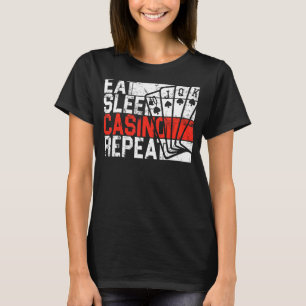 Camiseta Coma o cassino do sono Repetir o jogo