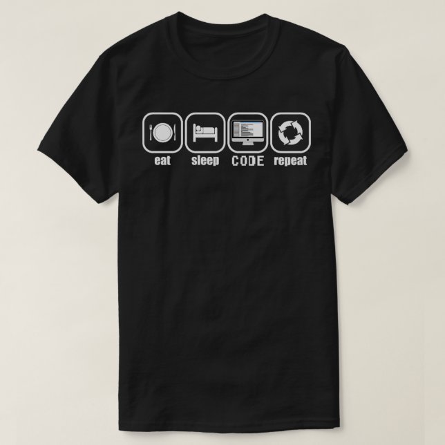 Camiseta Coma o código de latência Repita o programador eng (Frente do Design)