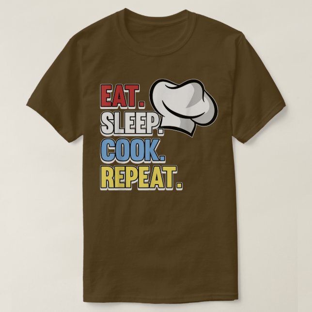 Camiseta Coma o Cook Repetir Comida de cozinha de Cozinhar  (Frente do Design)
