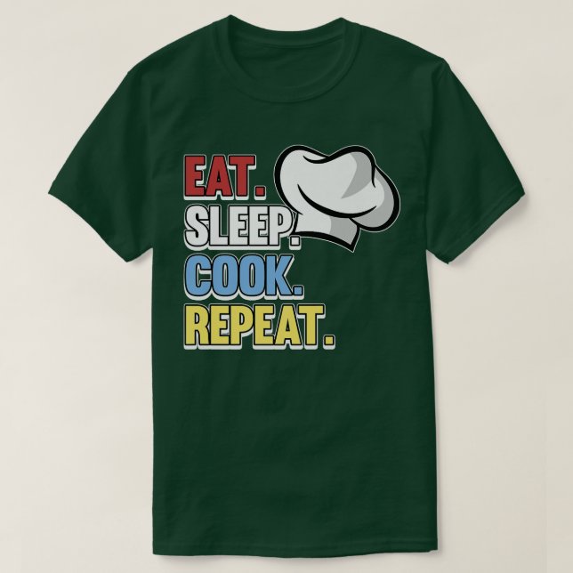 Camiseta Coma o Cook Repetir Comida de cozinha de Cozinhar  (Frente do Design)