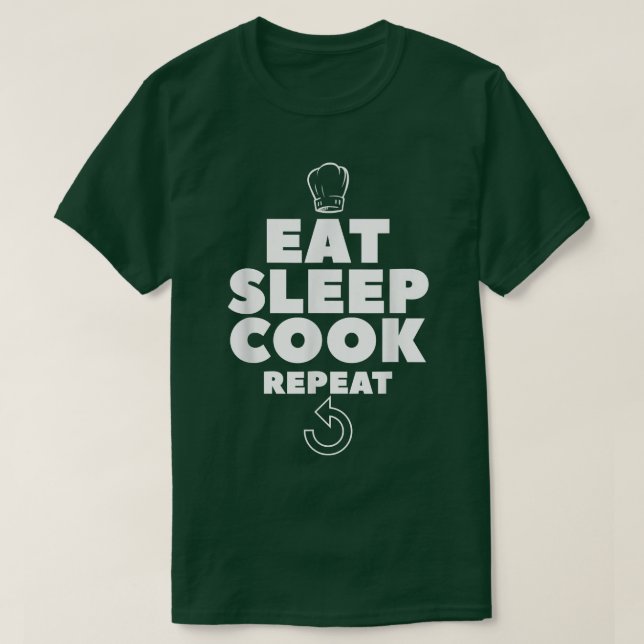 Camiseta Coma o Cook Repetitivo Chef de Cozinhar (Frente do Design)