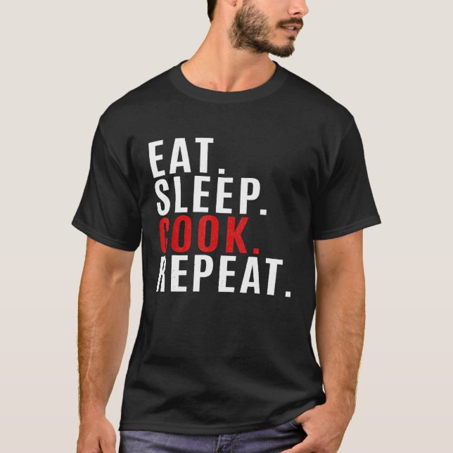 Camiseta Coma o Cook Repetitivo Chef de Cozinhar (Frente)