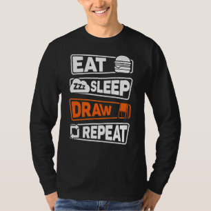 Camiseta Coma o Desenhar de latência Repetir a arte