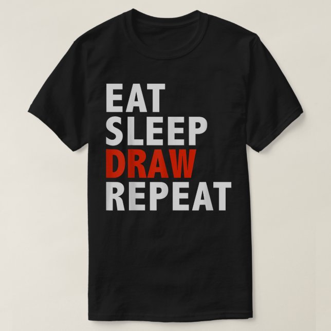 Camiseta Coma o desenhar de sono repita presente de cartuni (Frente do Design)