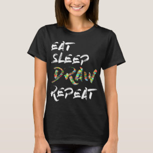 Camiseta Coma o Desenhar do Sono Repetir Formação de Desenh