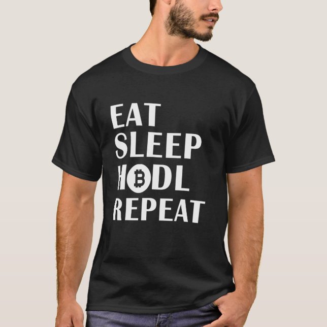 Camiseta Coma O Disco De Sono Repetir Criptografia De Moeda (Frente)
