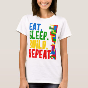 Camiseta Coma o edifício Compilação Repetições Bricks Toy B