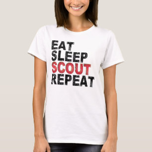 Camiseta Coma o escoteiro Repita Escoteiro Engraçado Escote