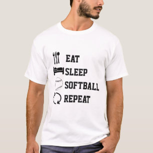 Camiseta Coma o esporte da repetição do softball do sono