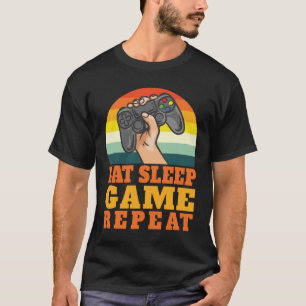 Camiseta Coma o Geek de jogos repetitivos do jogo de dormir