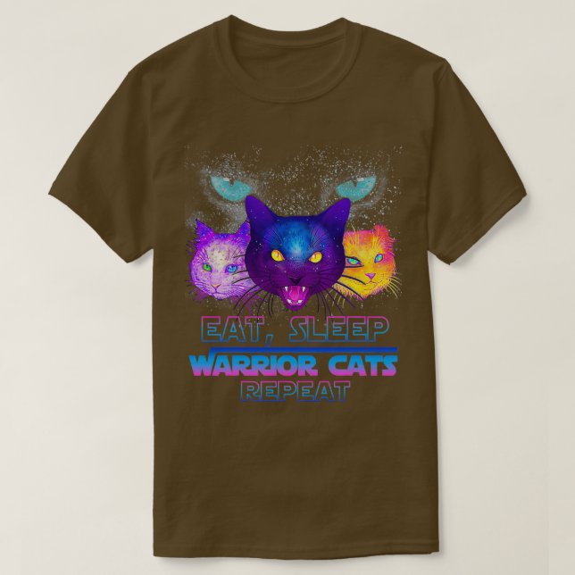 Camiseta Coma o Guerreiro do Sono Gatos Repetir Engraçado (Frente do Design)