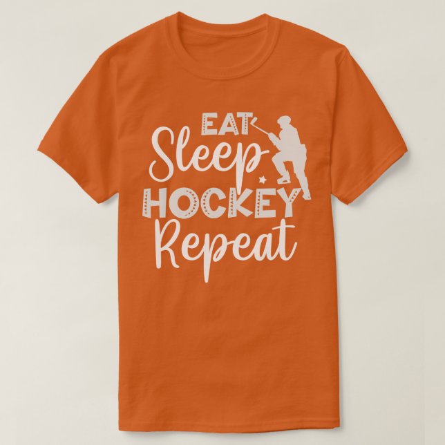 Camiseta Coma o Hockey com Sono Repetir 1 (Frente do Design)