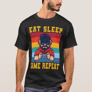 Camiseta Coma o jogo de dormir Repita jogos Legal de tendên