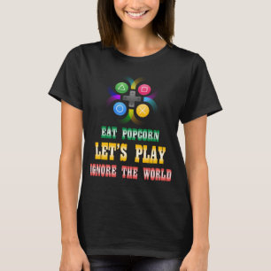 Camiseta Coma o jogo de pipoca Ignore a gamina Engraçada Mu