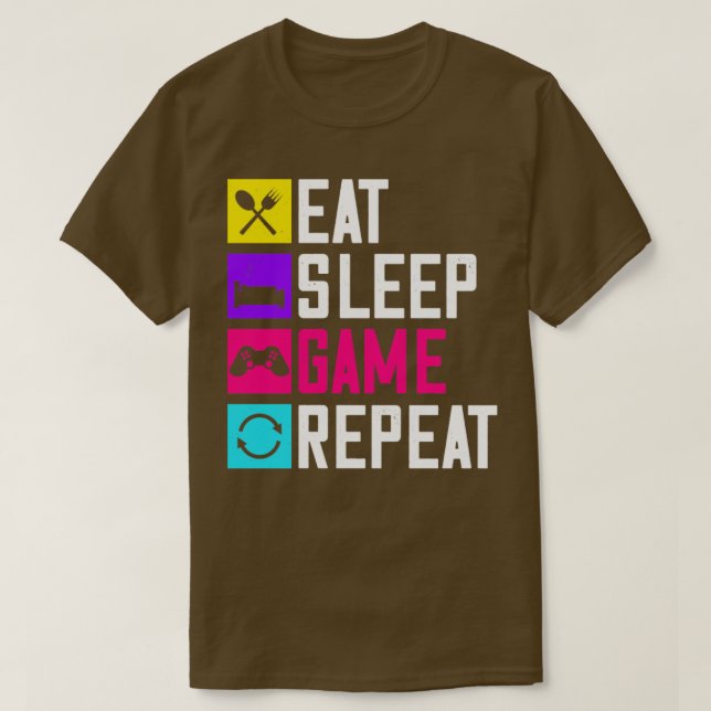 Camiseta Coma o jogo de repouso e repita (Frente do Design)