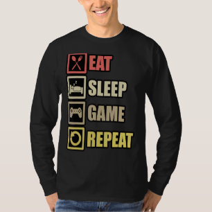 Camiseta Coma O Jogo De Sono Repetir A Controladora De Jogo