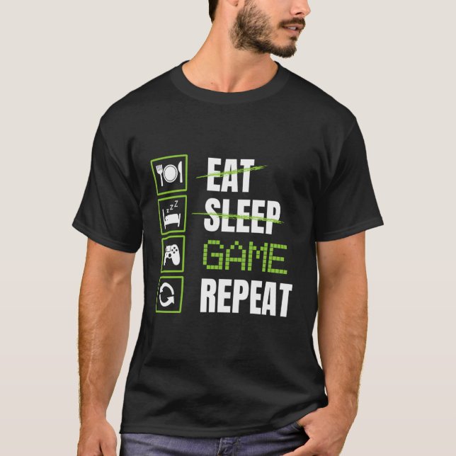 Camiseta Coma o Jogo do Sono Repetir Videos games Gamers Pr (Frente)