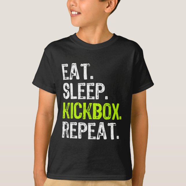 Camiseta Coma o Kickbox de dormir Repetir Kickboxing Kick B (Frente)