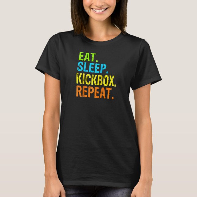 Camiseta Coma o Kickbox de dormir Repita o Kick Boxing Ragl (Frente)