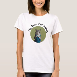 Camiseta Coma o Knit do Sono Repetir o Sonho dos Knitters