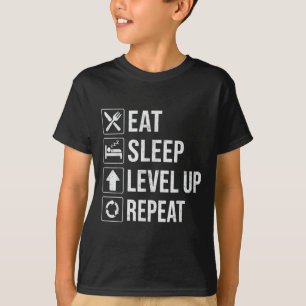 Camiseta Coma O Nível De Dormir Para Cima Repetir Meninos E