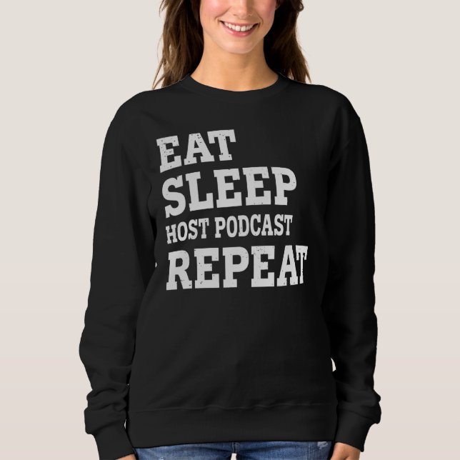 Camiseta Coma o Podcast do host do modo de latência Repetir (Frente)