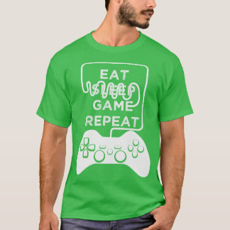 Camiseta Coma o programador de jogos repetidos no jogo de r