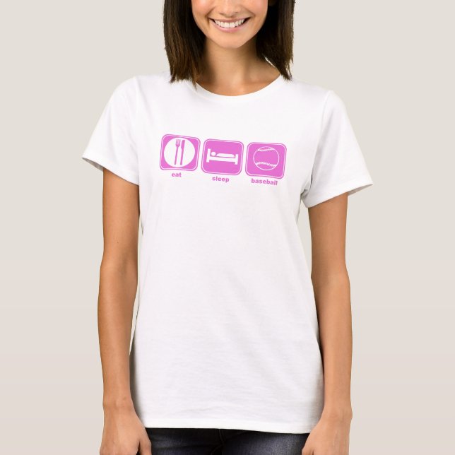 Camiseta coma o rosa do basebol do sono (Frente)