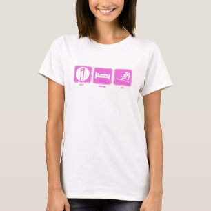 Camiseta coma o rosa do esqui do sono