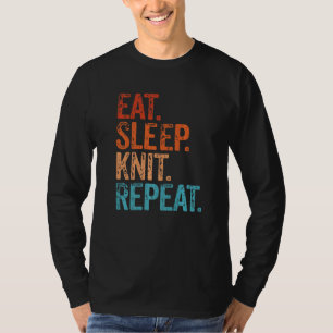 Camiseta Coma O Roubo Do Sono Repetir O Funny Vintage Knitt