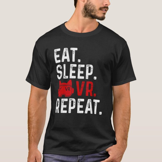 Camiseta Coma O Sleep Vr Repete A Realidade Virtual Dos Jog (Frente)