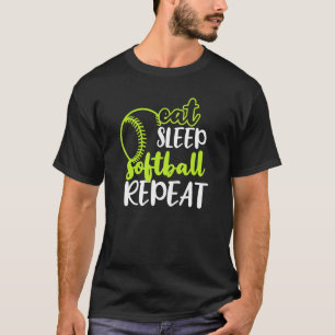 Camiseta Coma o Softball Sleep Repete divertida American Sp