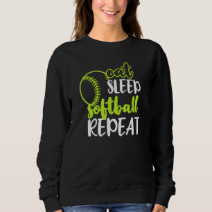 Camiseta Coma o Softball Sleep Repete divertida American Sp