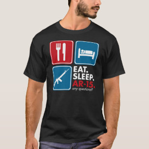 Camiseta Coma o sono AR-15 - azul e branco vermelhos